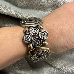 Silver and gold stretch bracelet